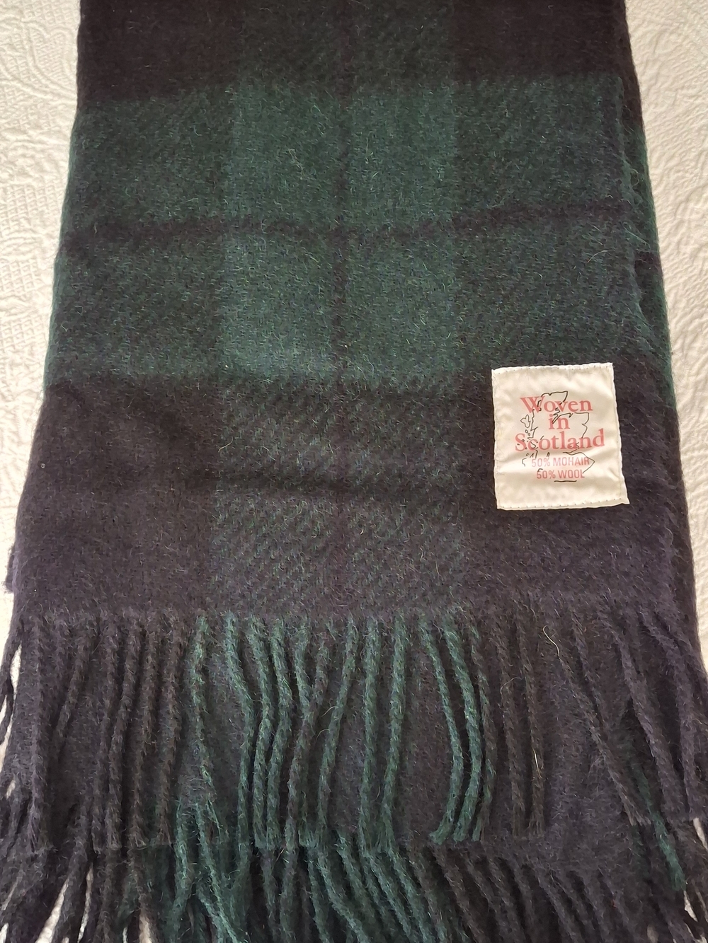 Woven in Scotland Plaid Wool Blanket Throw Dark Green & Black